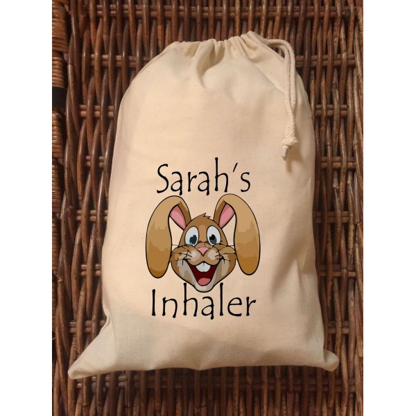 Personalised Inhaler Bag -Sarah Rabbit Design